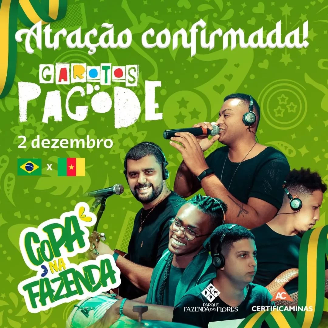 Futebol e pagode 💛👏🏻💚 Duas paixões nacionais e você não pode ficar de fora! Venha torcer com a gente...  Ingressos no @bazarguri @emporiumformiga_ @goodvibemodamasculina  @fazendadasfloresrestaurante e @bardacopa18